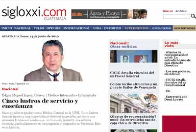 Edgar López, en ''Siglo Veintiuno''