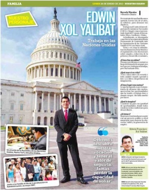 El reportaje sobre Edwin Xol fue publicado el 28 de enero de 2013 en Nuestro Diario.